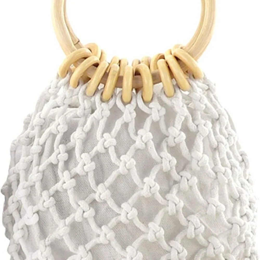 Women Cotton Crochet Mini Clutch Handbag Small Tote Gift for Summer & Casual